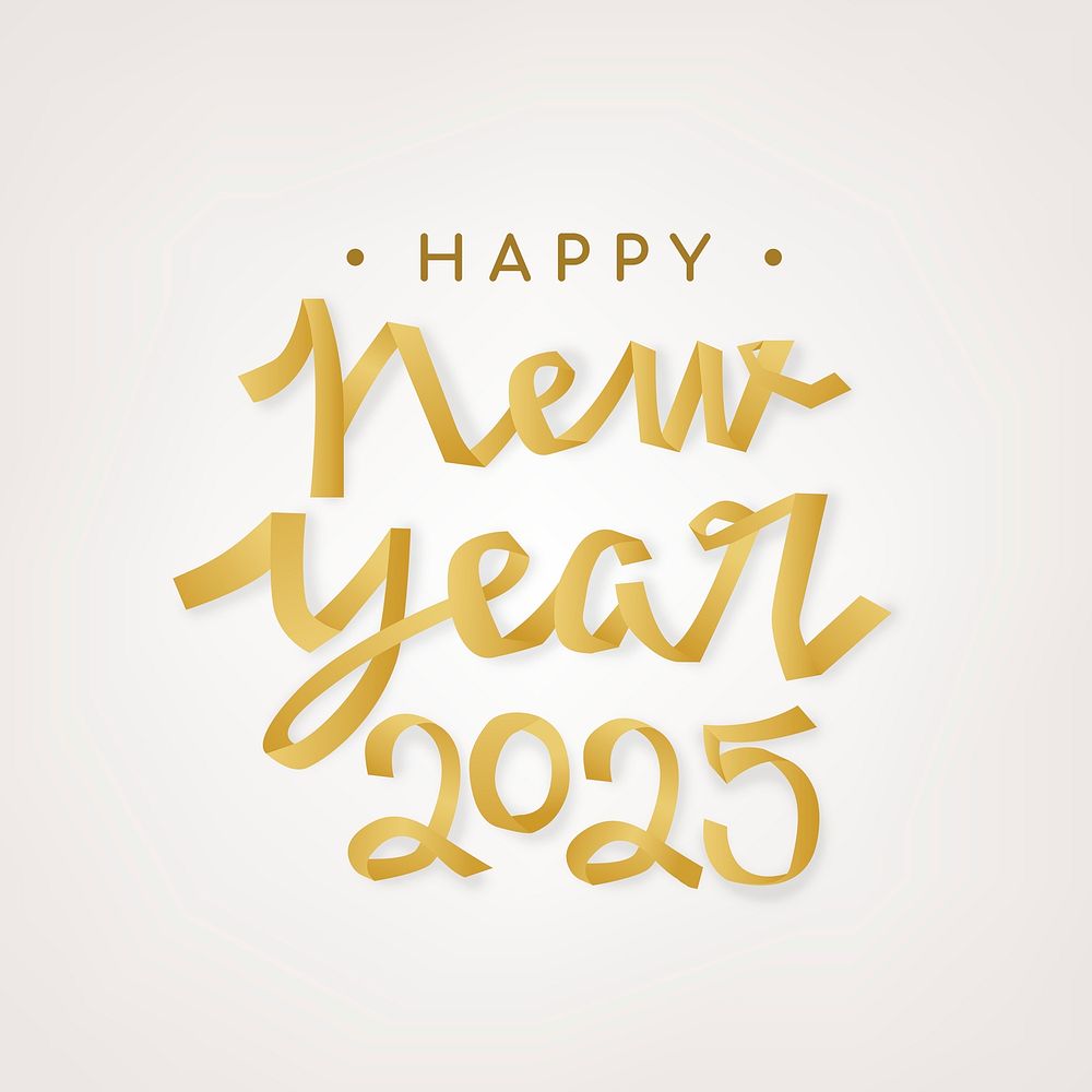 New Year 2025 typography sticker psd, festive greeting