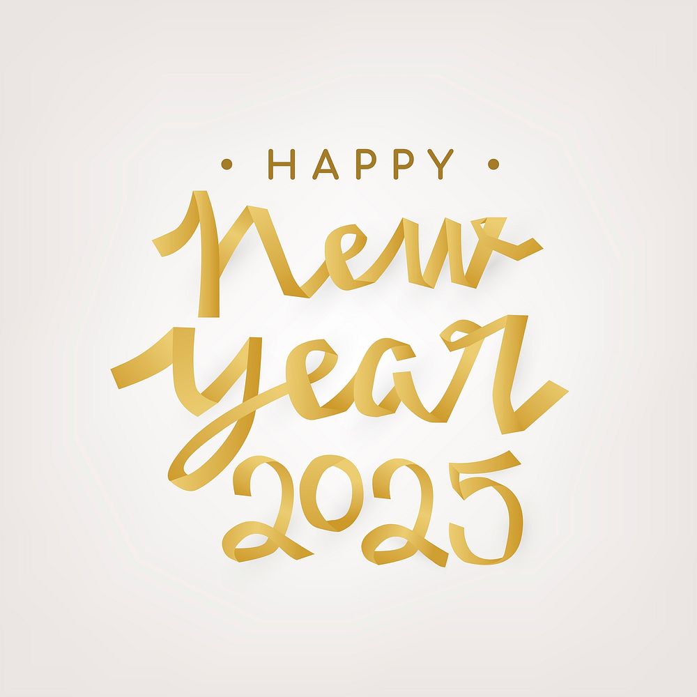 New Year 2025 typography sticker, festive greeting vector