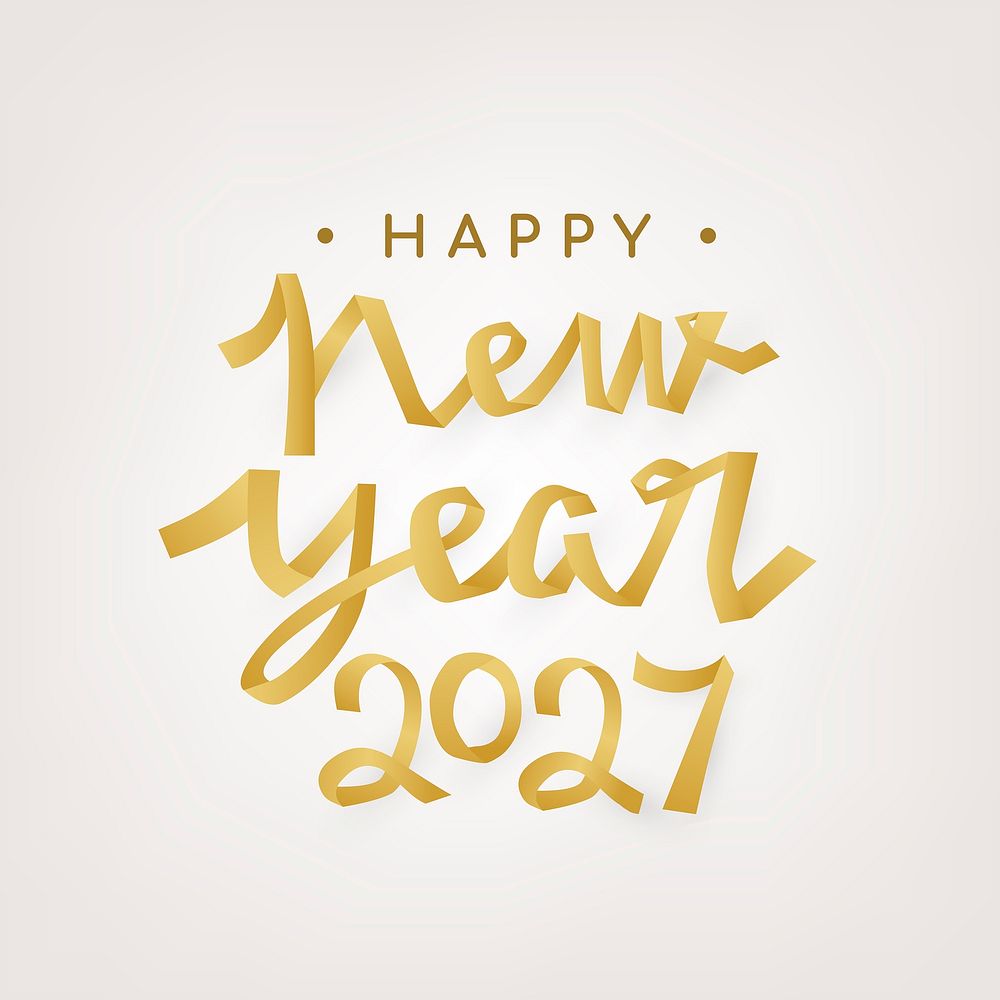 New Year 2027 typography sticker, festive greeting vector