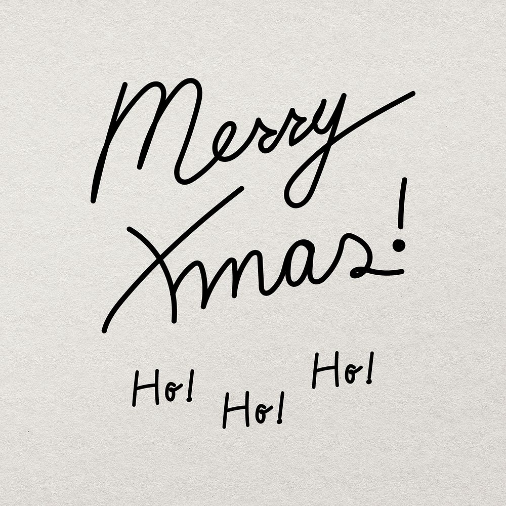 Merry Xmas sticker lettering psd, hand drawn ink typography