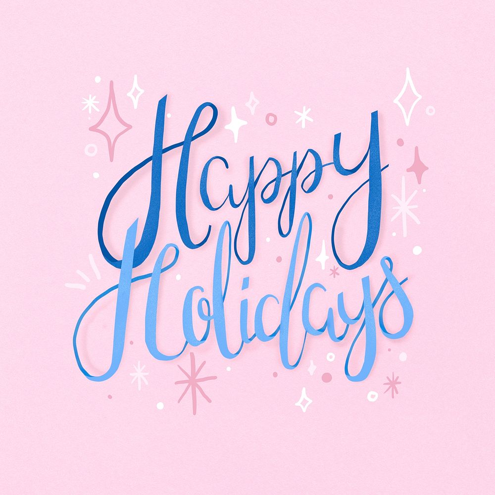 Happy Holidays typography, cute & festive greetings Instagram post