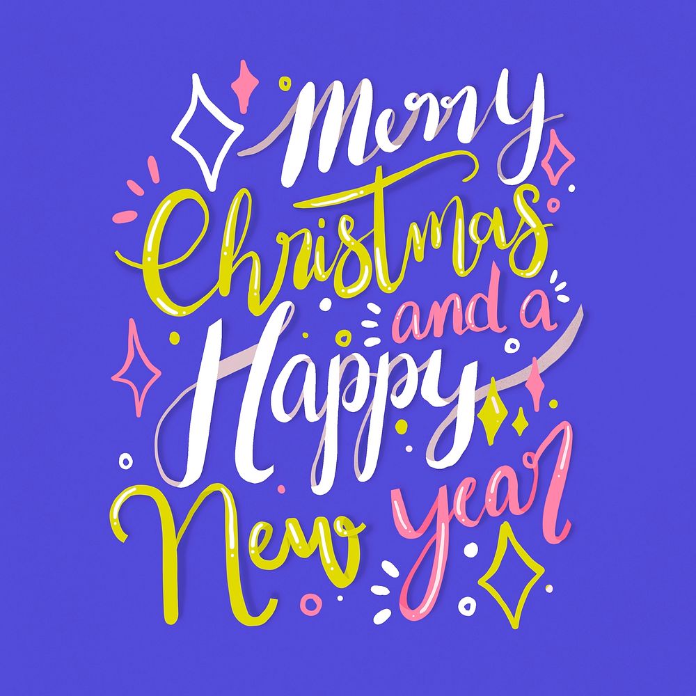 Cute Christmas greeting typography sticker psd, festive design