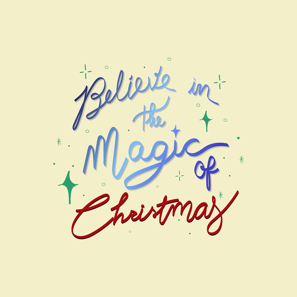 Magical Christmas quote sticker, festive typography psd