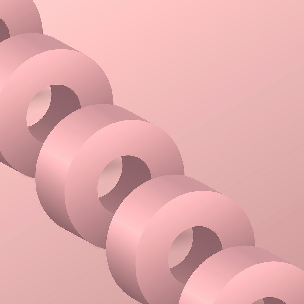 Pink aesthetic background, geometric ring shape in 3D vector