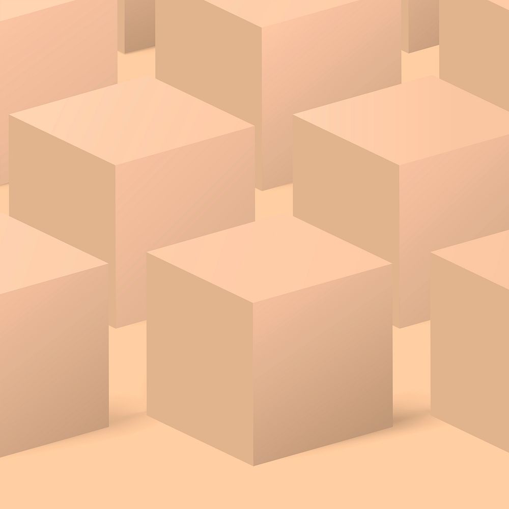 Cream cube pattern background, 3D geometric shape