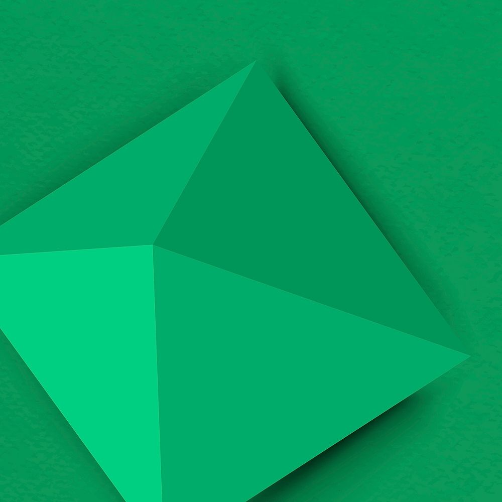 Green pyramid background, geometric 3D rendered shape vector