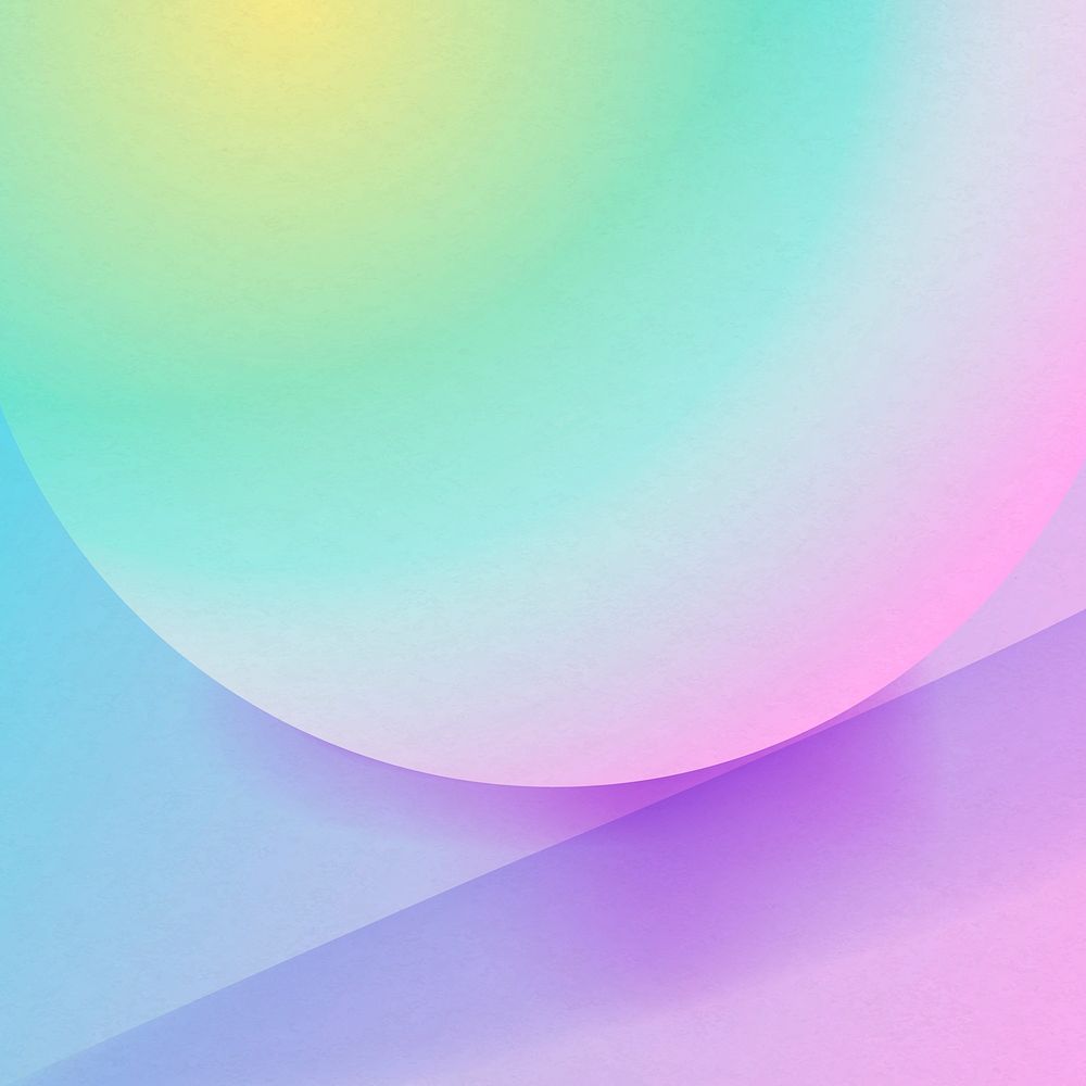 Holographic pastel background, rainbow 3D rendered sphere vector