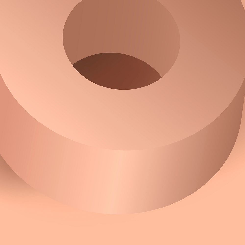 Copper aesthetic background, geometric ring shape in 3D vector