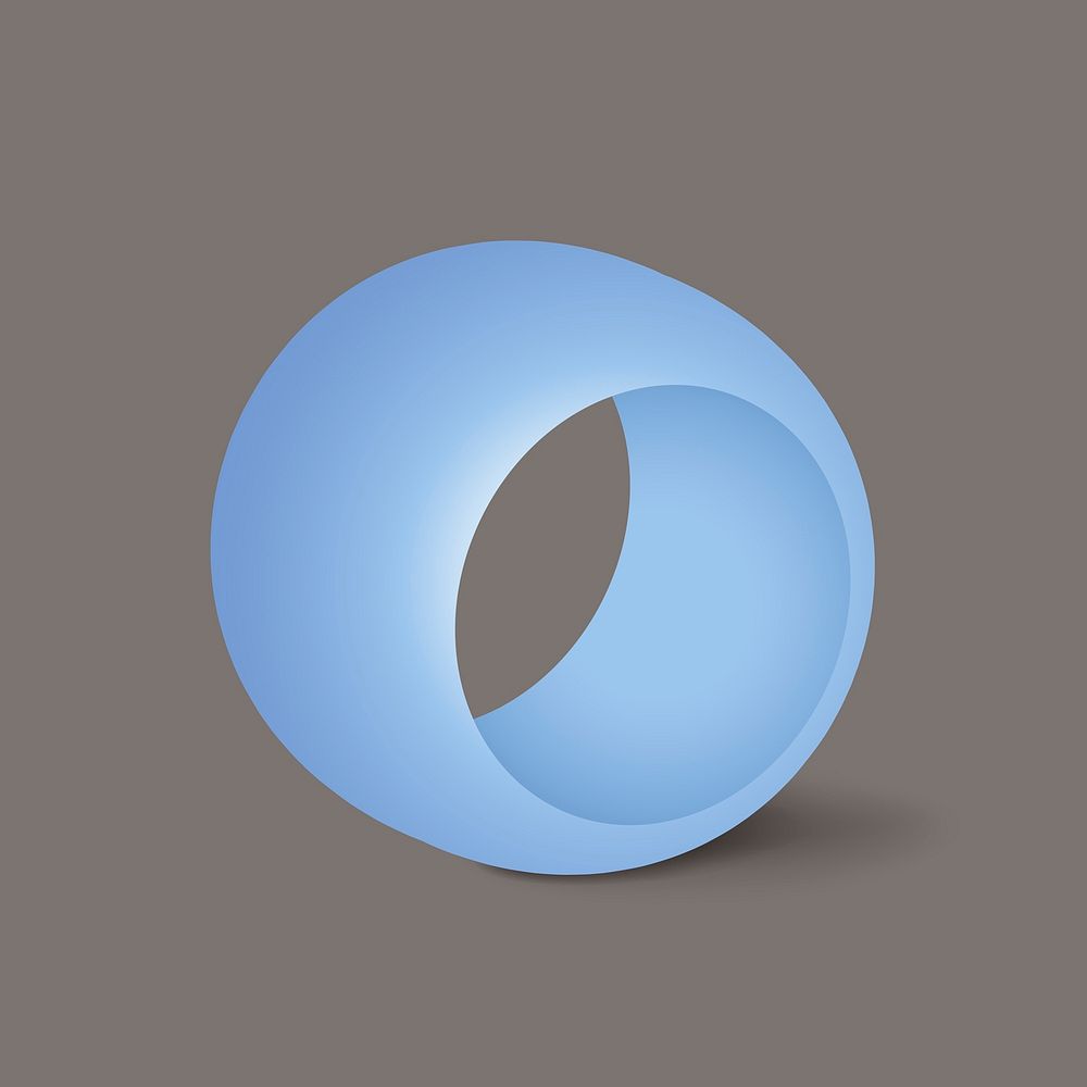 Geometric ring shape, 3D rendering in blue vector