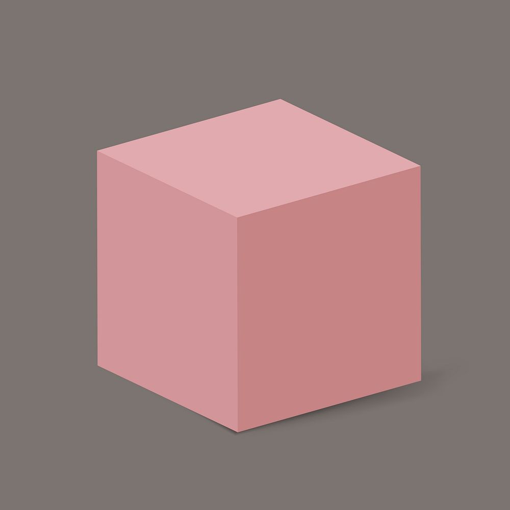 Geometric cube shape, 3D rendering in pink vector