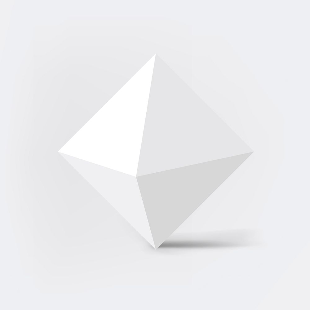 Geometric octahedron shape, 3D rendering in white