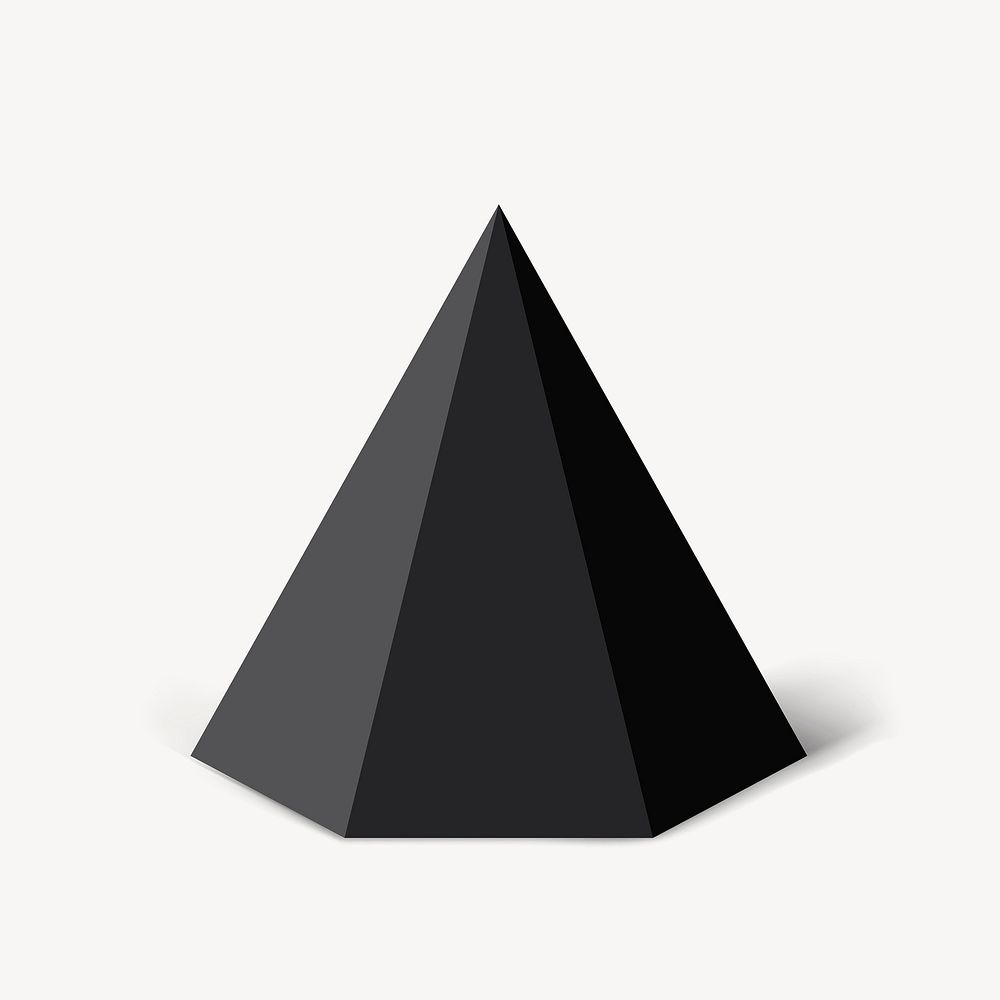 3D hexagonal pyramid, geometrical shape in black