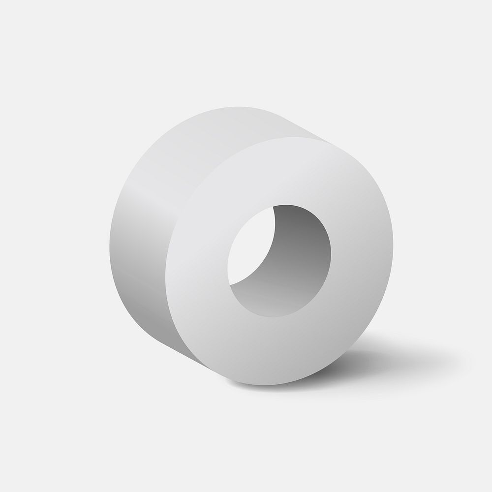 Geometric ring shape, 3D rendering in white