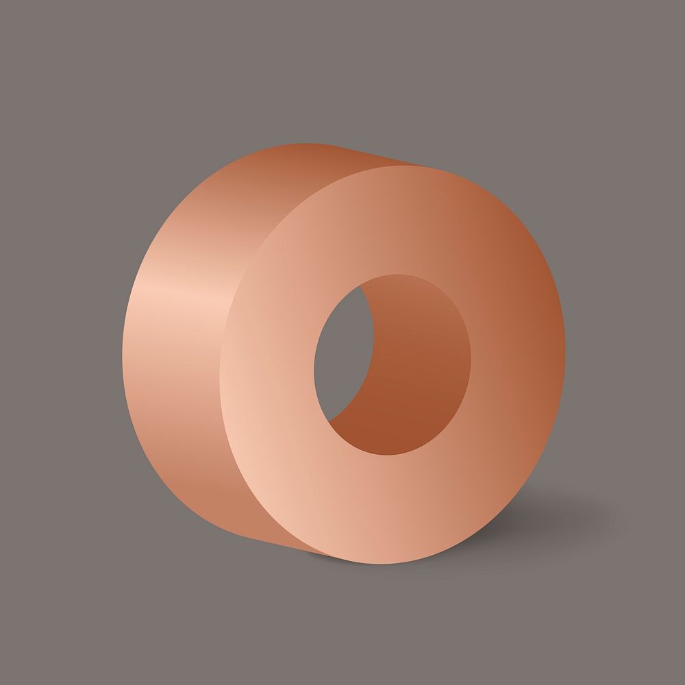 Geometric ring shape, 3D rendering in bronze vector