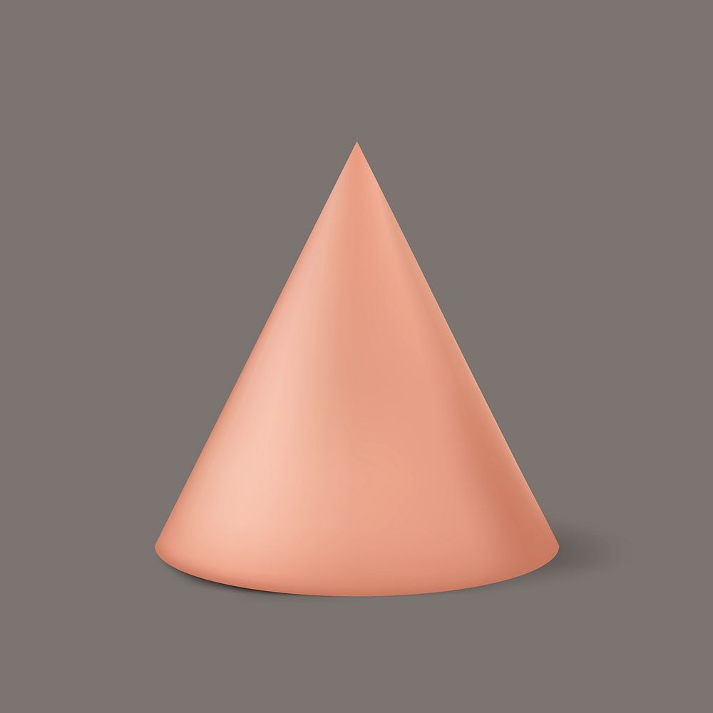 3D cone element, geometrical shape in orange vector