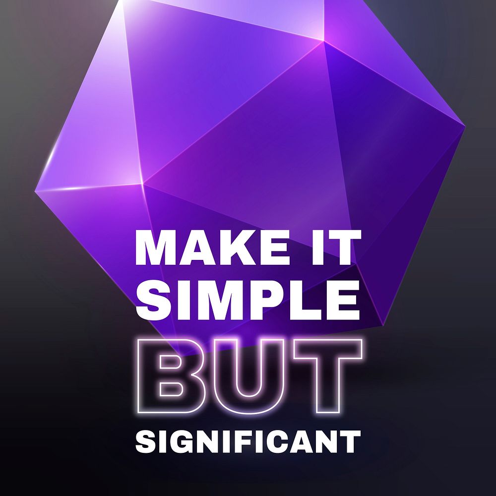 Modern 3D Instagram post, prism geometric shape with quote