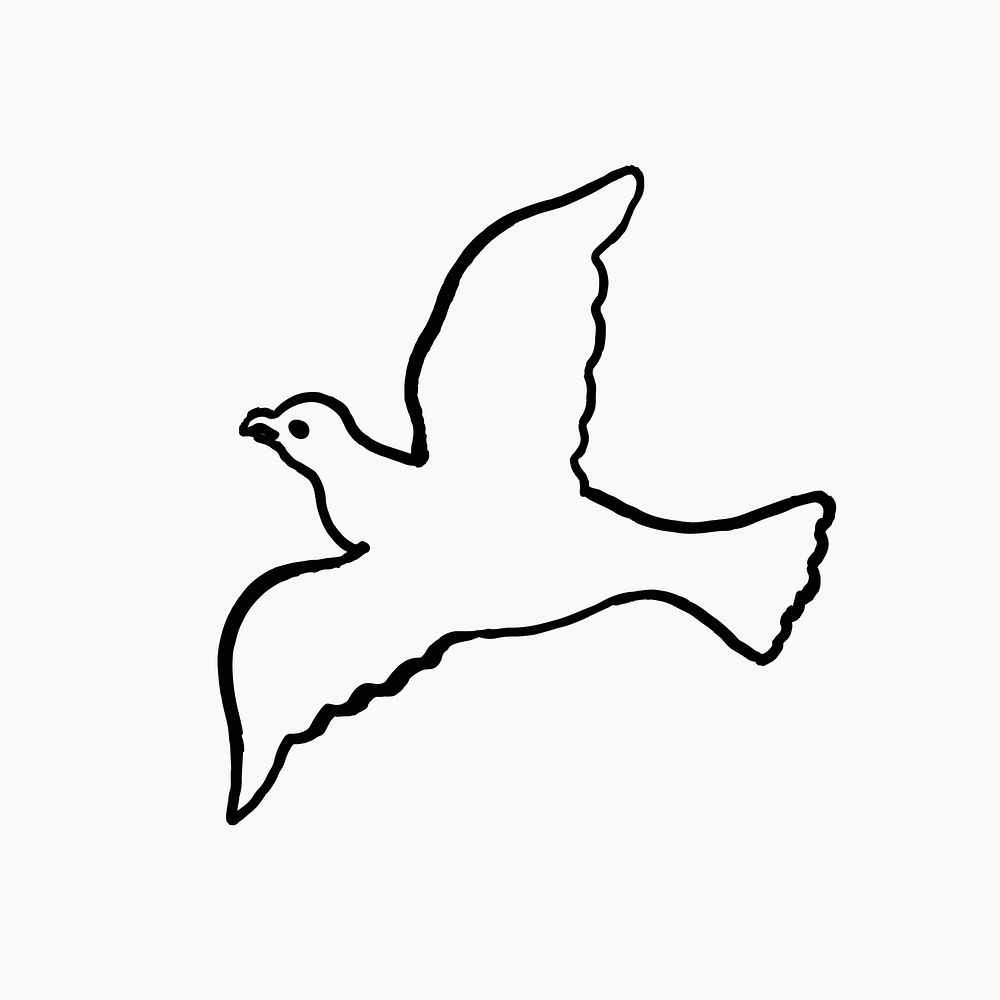 Vintage bird sticker, animal icon illustration in black psd