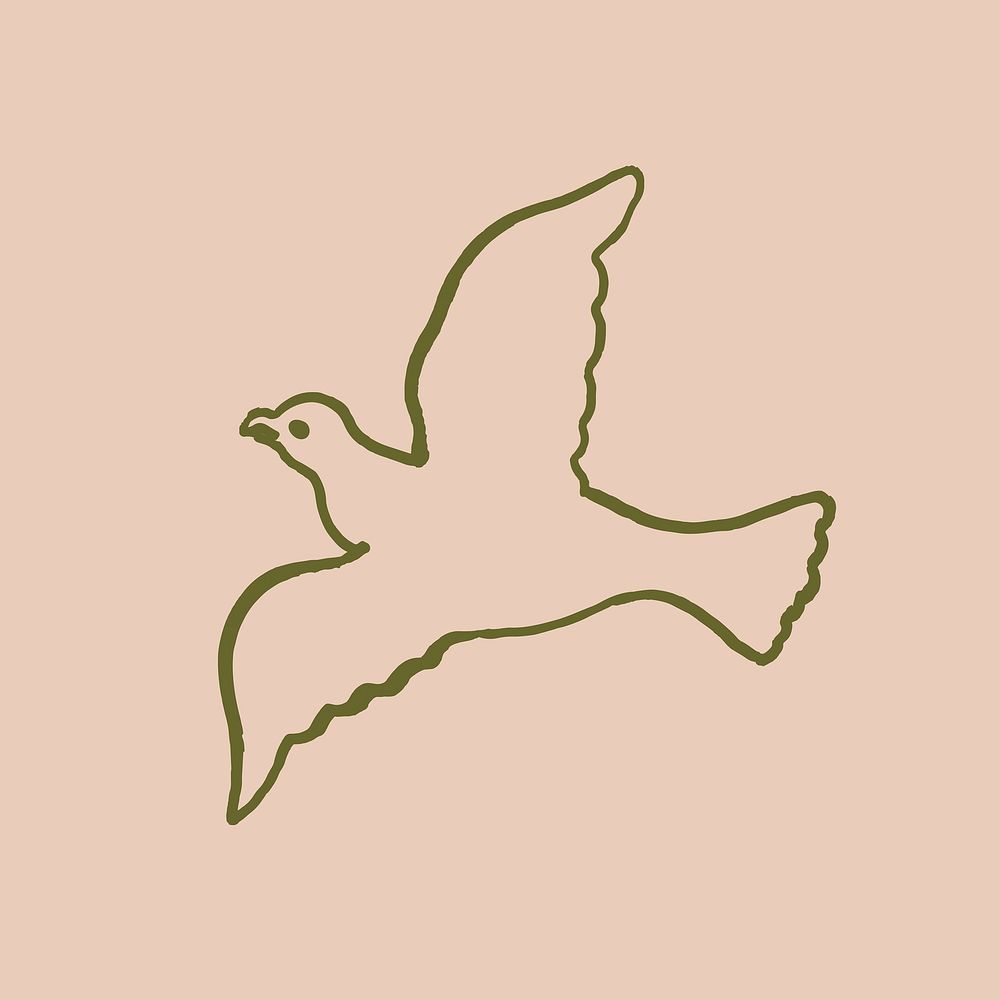 Vintage bird clipart, animal icon illustration in green