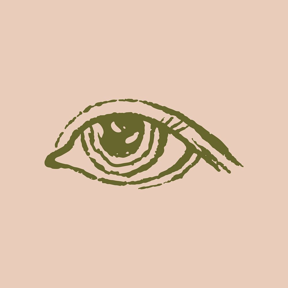 Woman&rsquo;s eyes clipart, vintage icon illustration in green