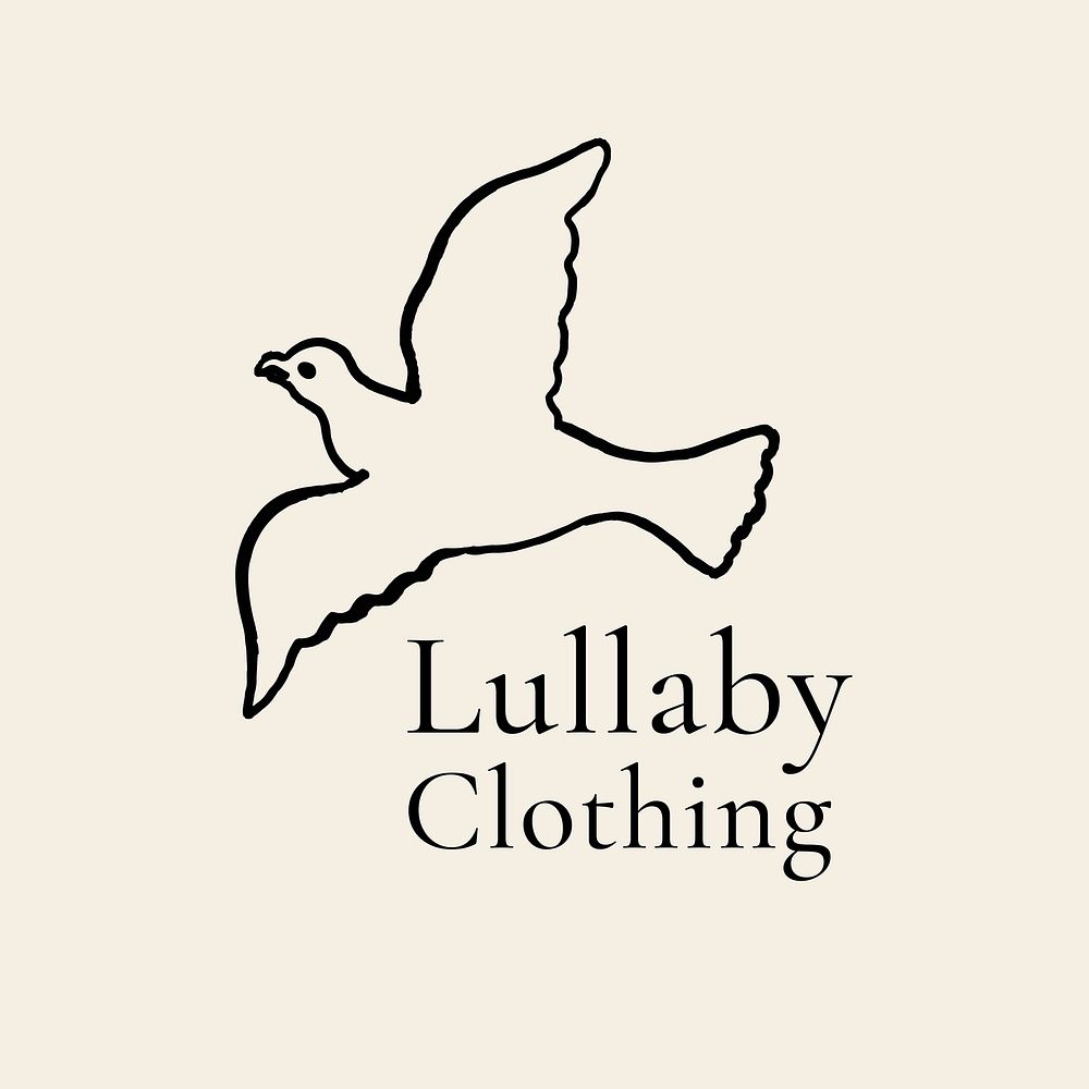 Vintage bird logo template, animal illustration, baby clothing business in black vector