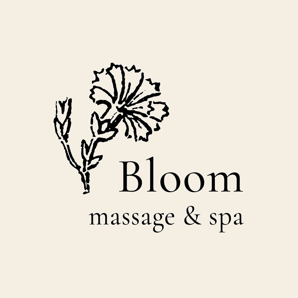 Flower logo clipart, vintage spa and wellness business branding