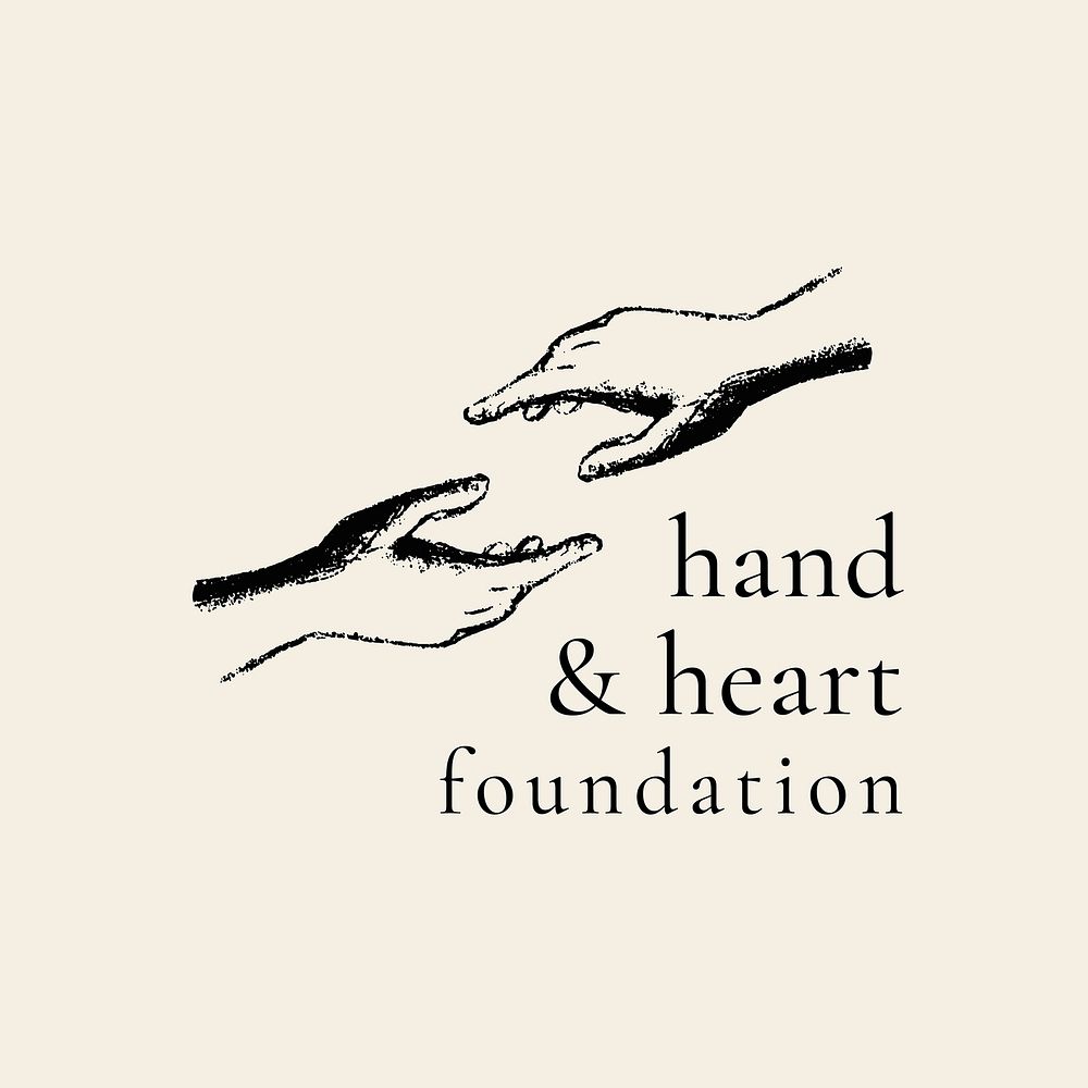 Helping hands logo clipart, charity organization in vintage design