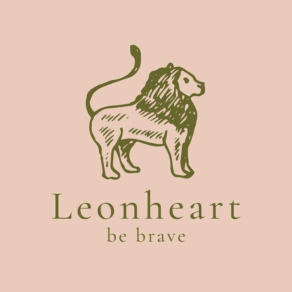 Antique lion logo clipart, animal illustration, vintage graphic for business