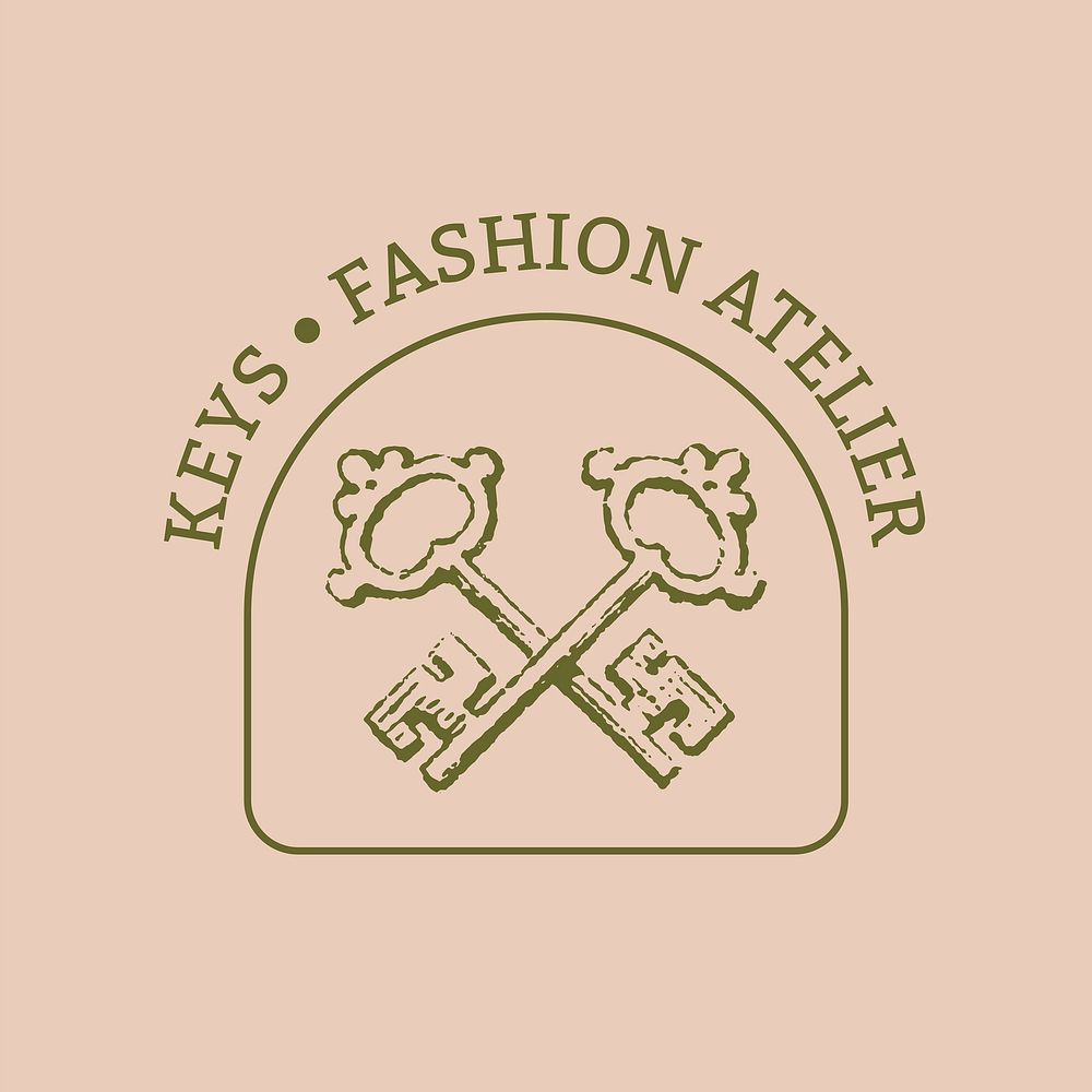 Vintage boutique logo template, keys badge illustration, business branding graphic vector