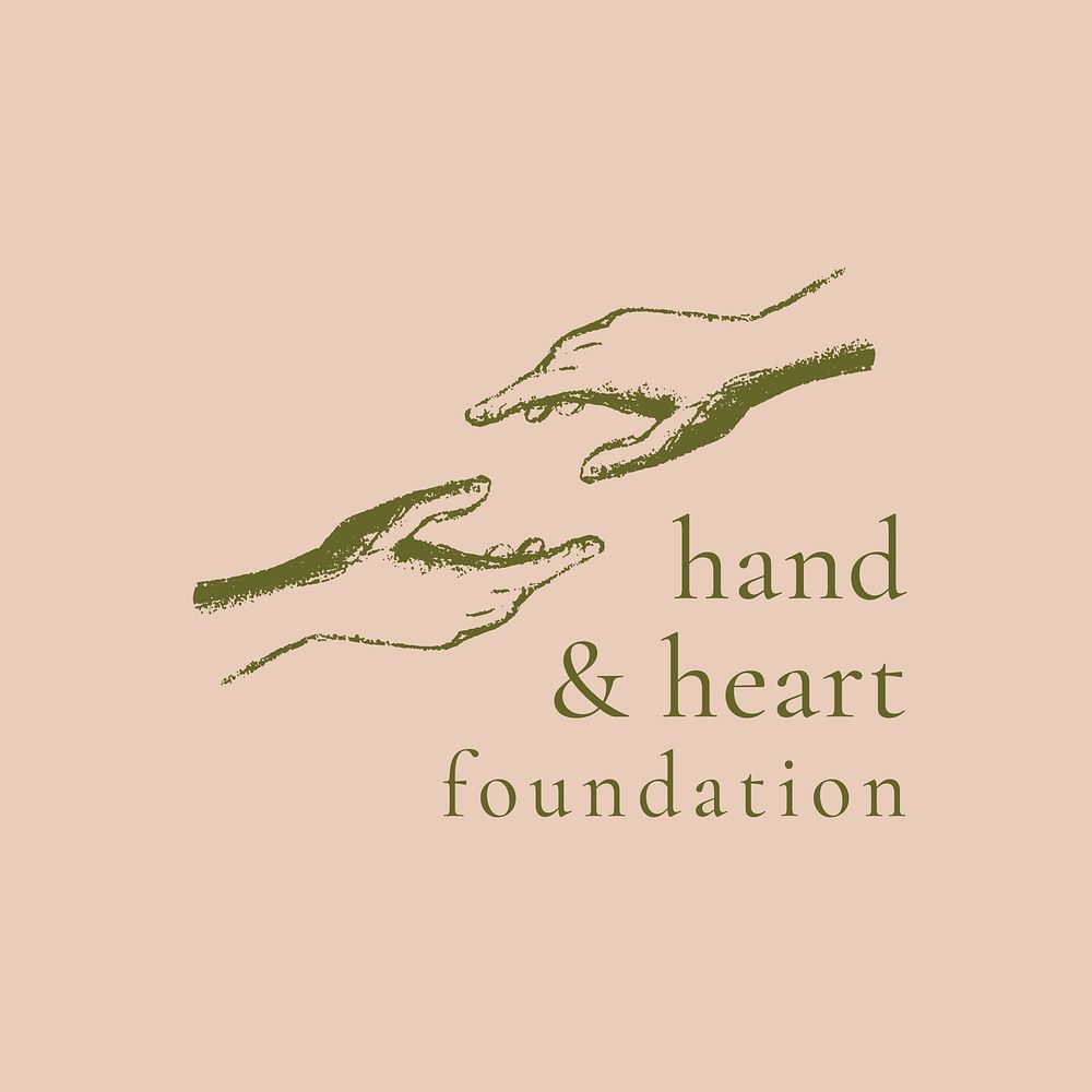 Helping hands logo template, charity organization in vintage design psd