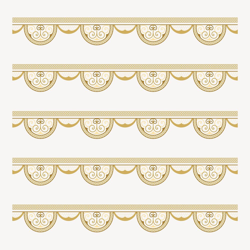 Gold lace pattern brush, elegant fabric border vector, compatible with AI