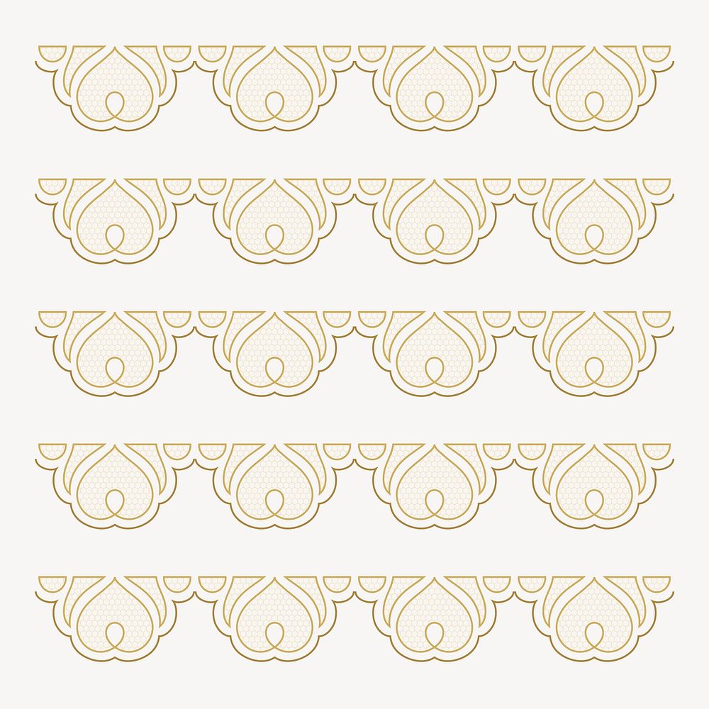 Lace heart pattern brush, gold feminine border vector, compatible with AI