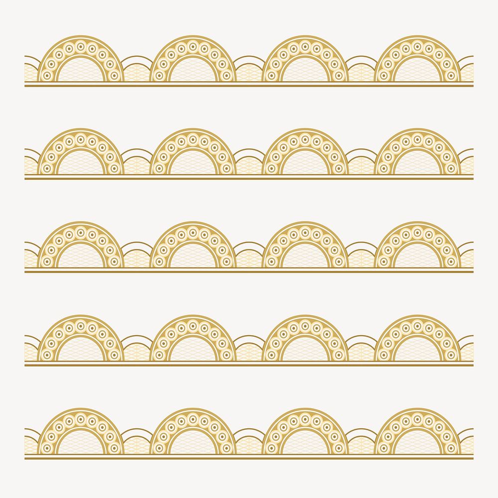 Feminine lace pattern brush, gold classic border vector, compatible with AI