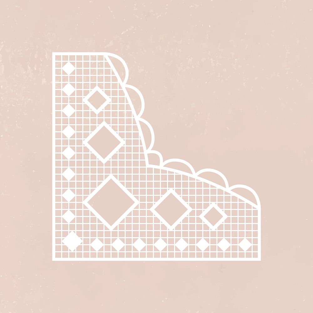 White lace corner border, elegant crochet clipart vector