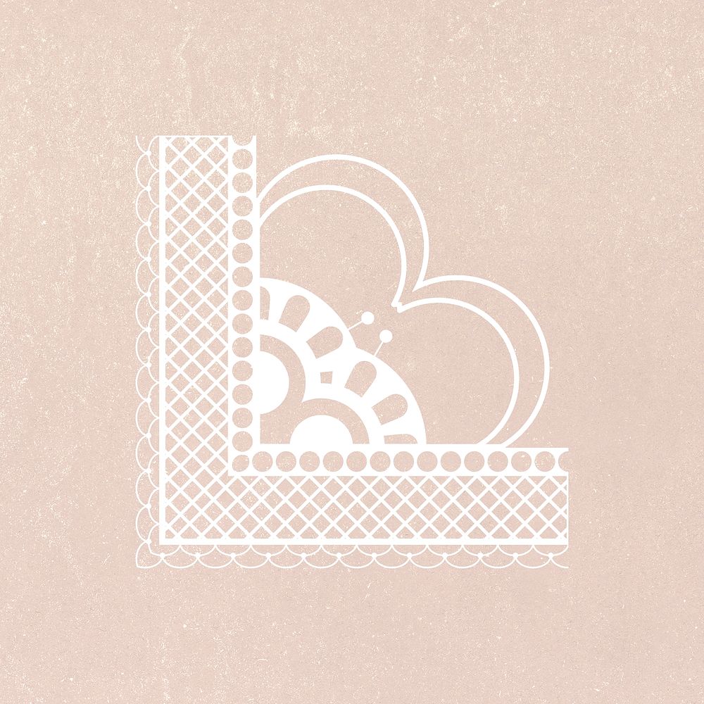 Lace heart corner clipart, white vintage design psd
