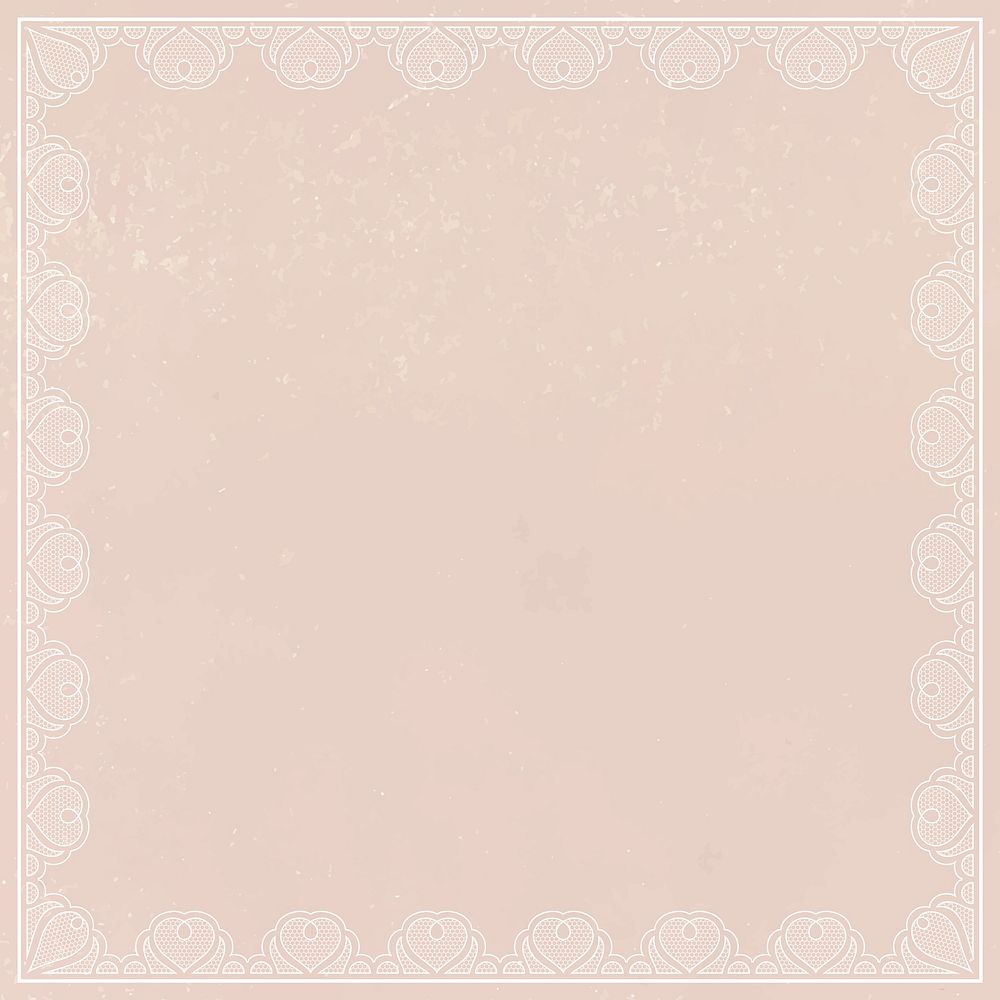 Heart lace frame, circle shape on beige background vector