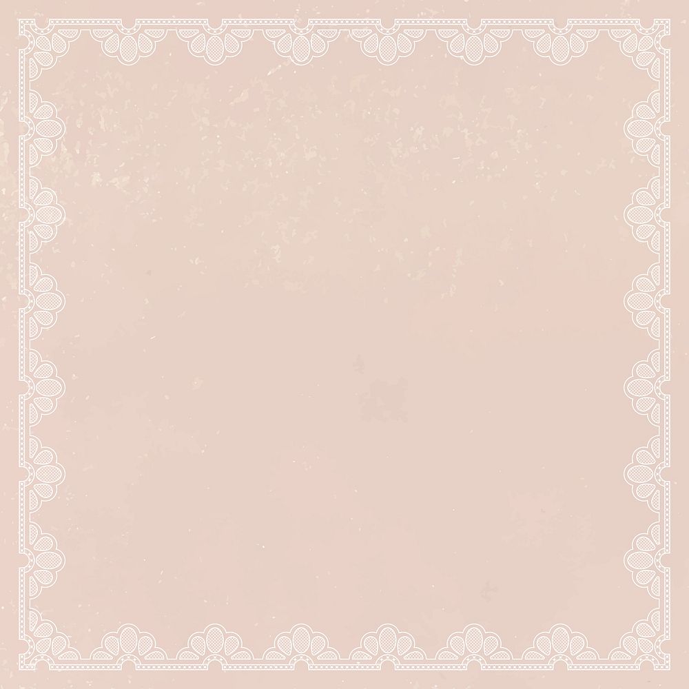 Floral lace frame background, beige crochet design vector