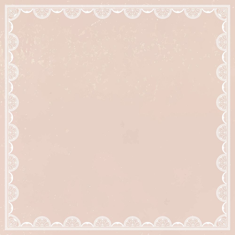 Vintage lace frame background, pink crochet design vector