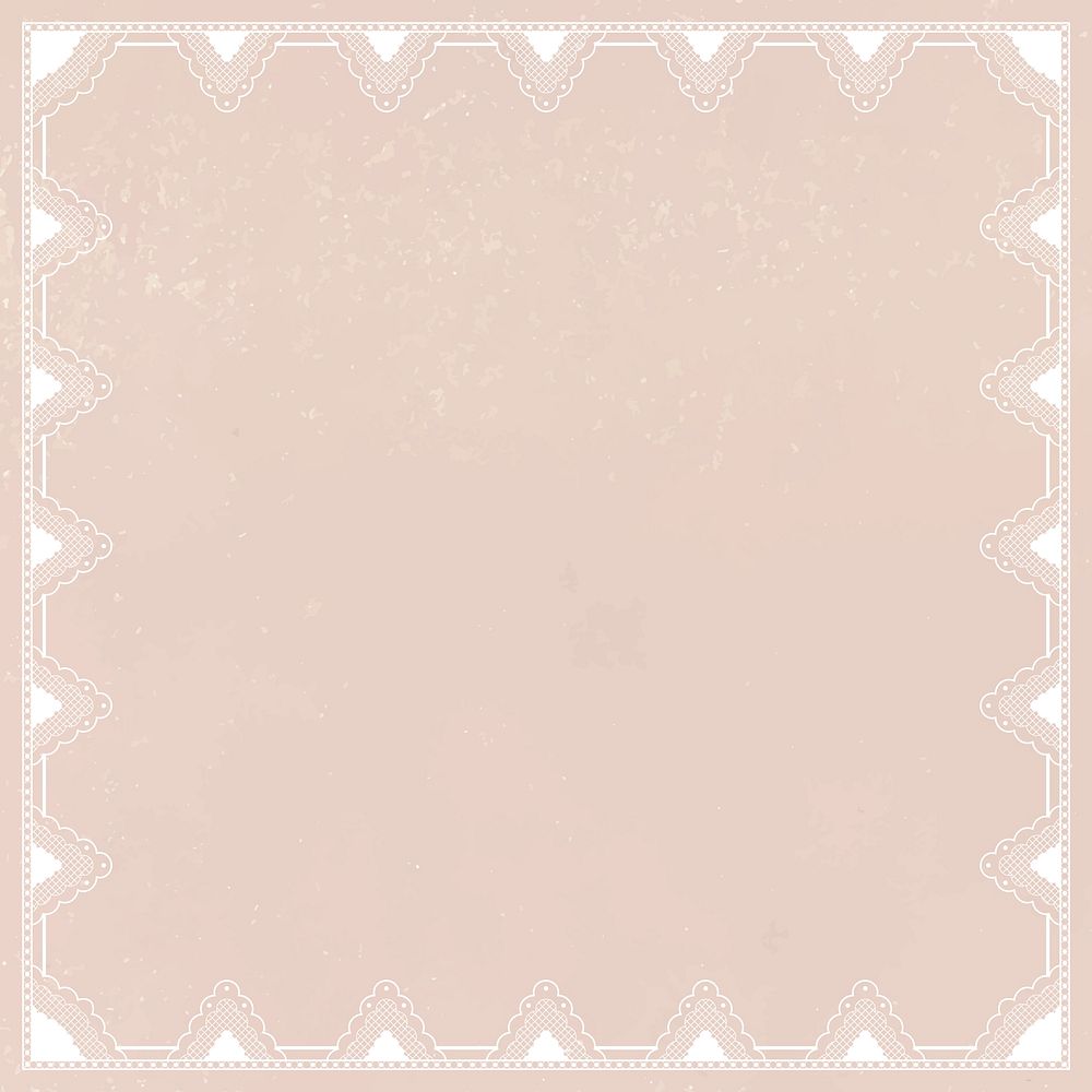 Lace frame background, cream vintage fabric design vector