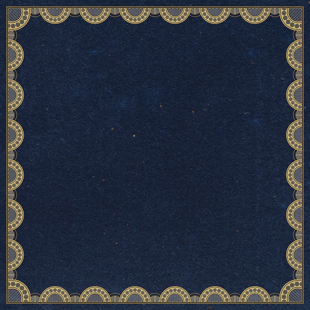 Lace crochet frame background, navy blue elegant design psd