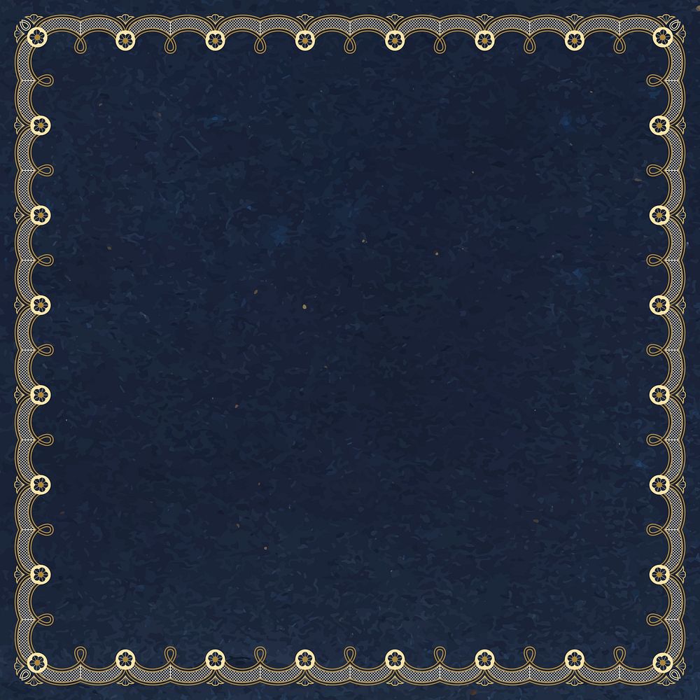 Lace frame background, floral blue vintage design vector