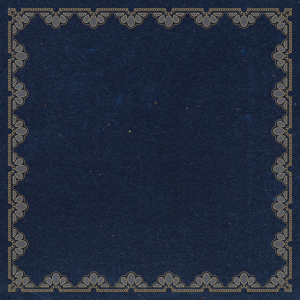Lace frame background, floral blue vintage design
