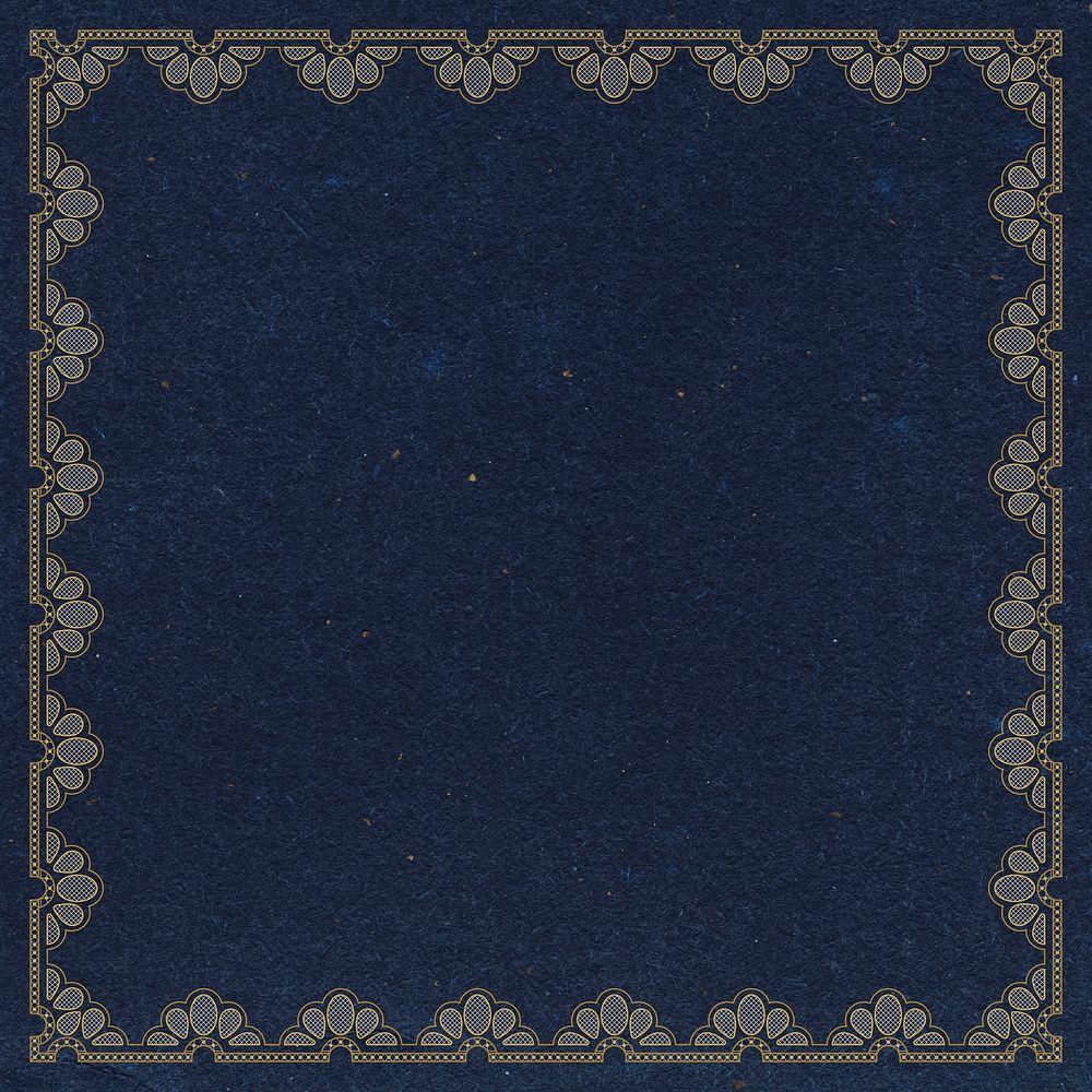 Lace frame background, floral blue vintage design psd