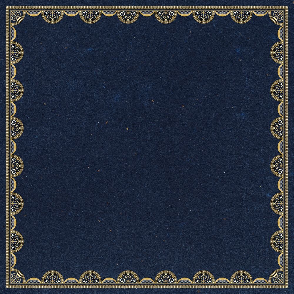 Elegant lace frame background, navy blue crochet design