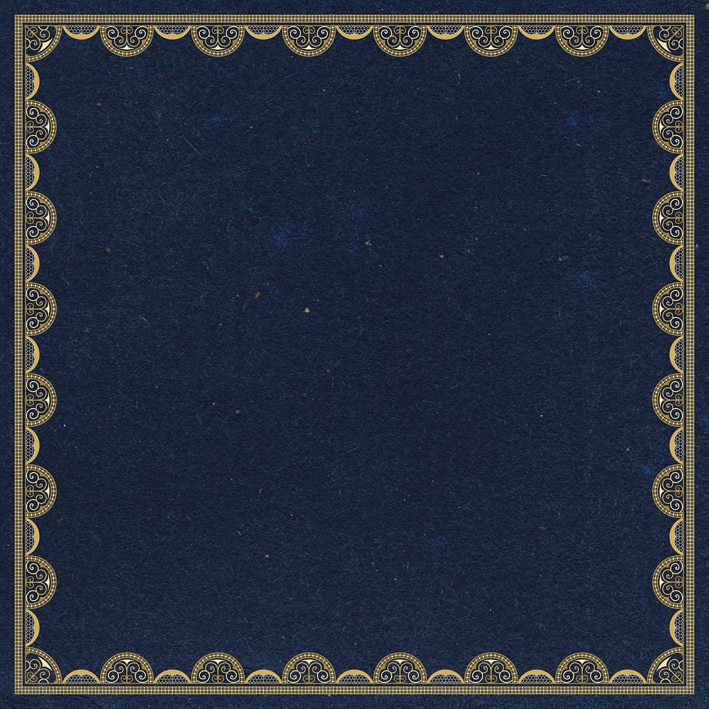 Elegant lace frame background, navy blue crochet design psd