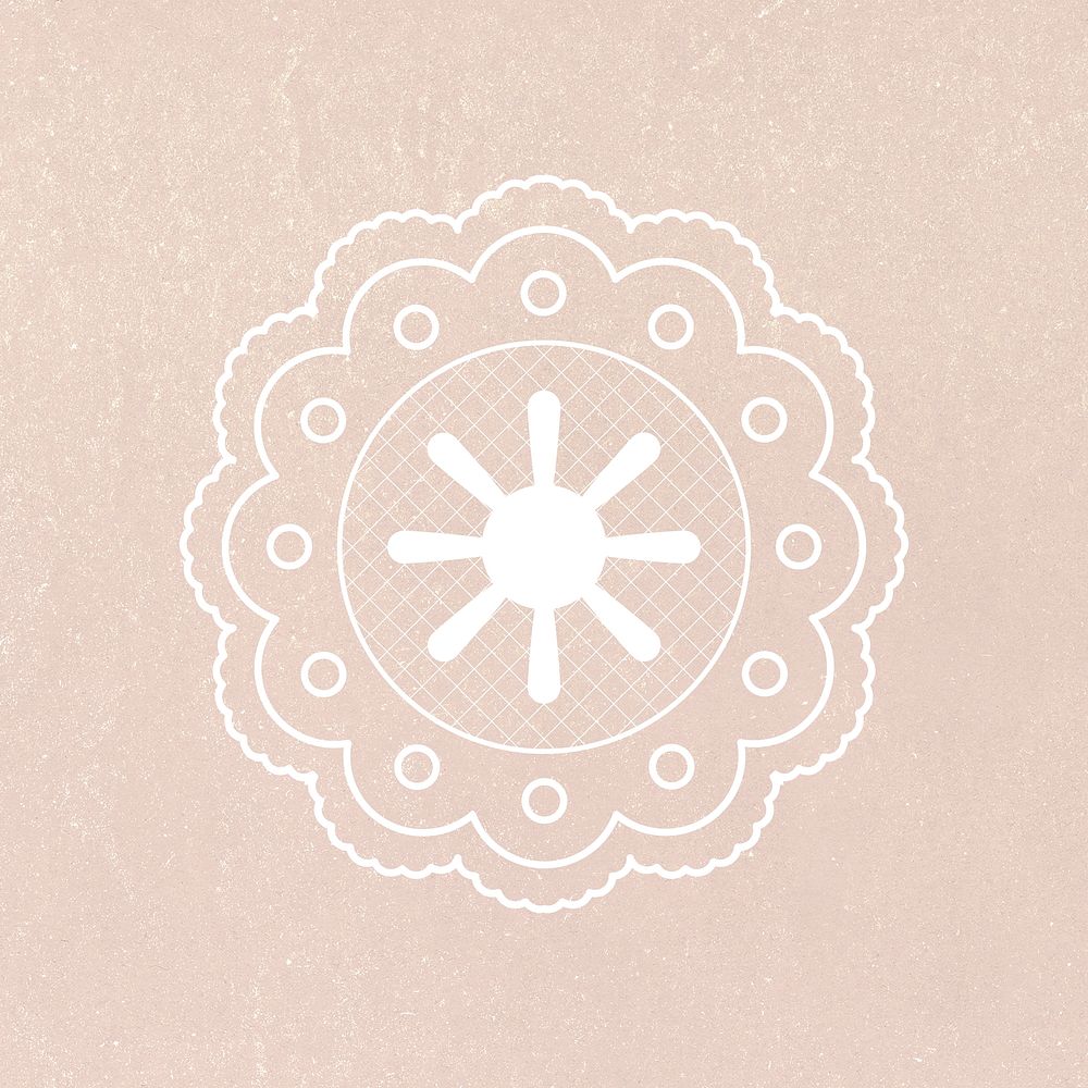 Flower lace doily clipart, feminine fabric in white psd
