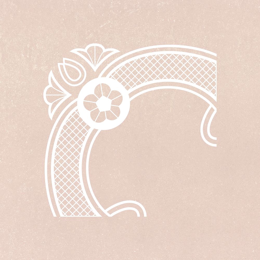Floral lace corner sticker, feminine fabric in white psd