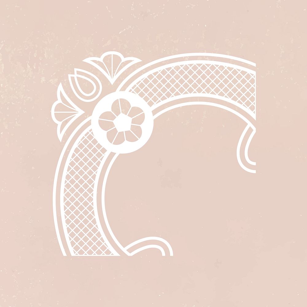 Floral lace corner sticker, feminine fabric in white vector
