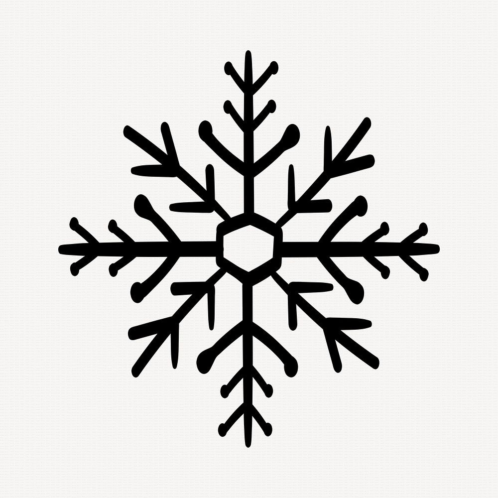 Winter snowflake sticker, Christmas doodle in creative design vector