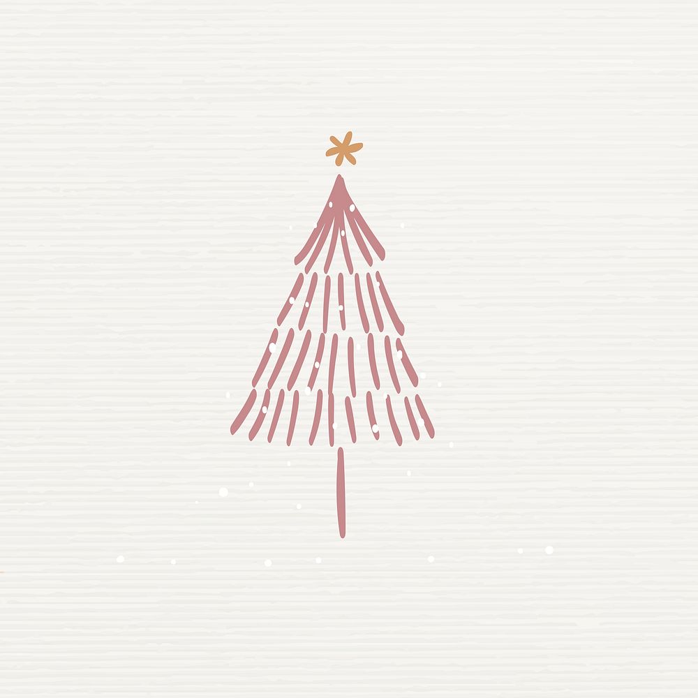 Christmas tree background, beige winter doodle vector