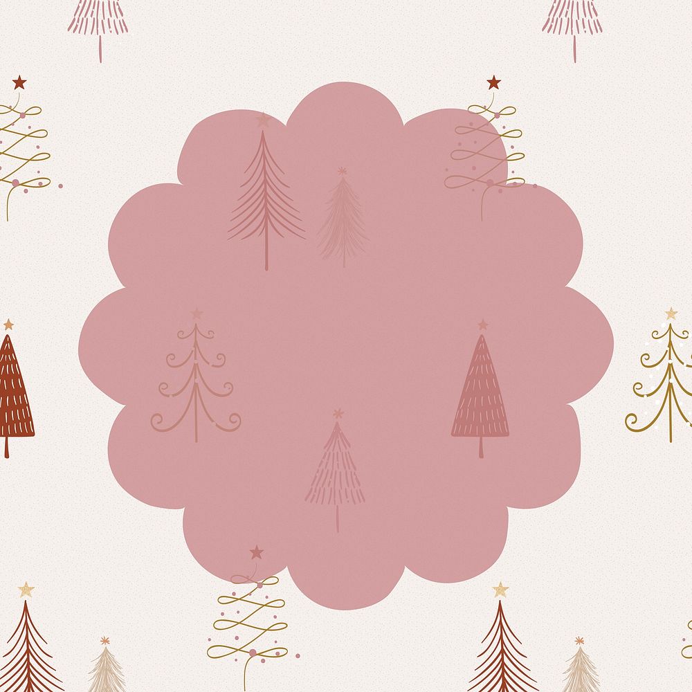 Doodle Christmas background, cute frame in red, festive design vector